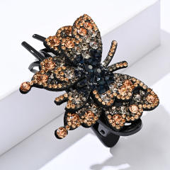Luxury pave setting rhinestone butterfly hair claw clips