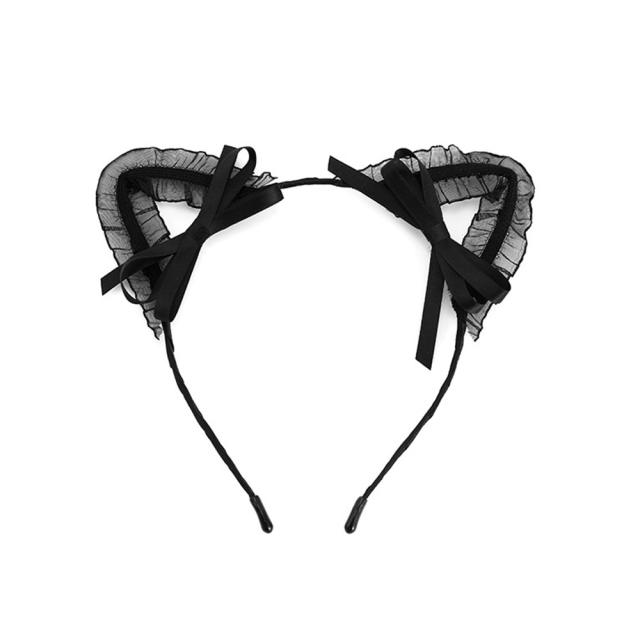 Sexy black lace cat ear headband