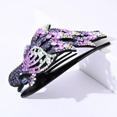 Korean fashion pave setting rhinestone peacock hair claw clips