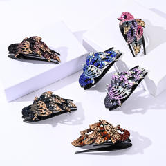 Korean fashion pave setting rhinestone peacock hair claw clips