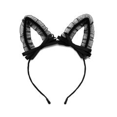 Sexy black lace cat ear headband