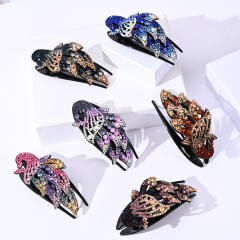 Korean fashion pave setting rhinestone peacock hair claw clips