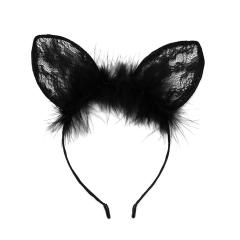 Sexy black lace cat ear headband