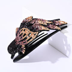 Korean fashion pave setting rhinestone peacock hair claw clips