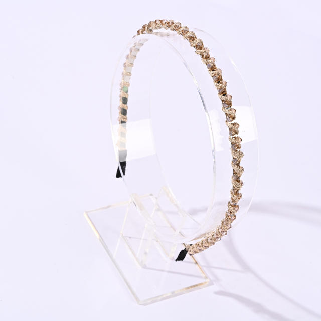 Elegant easy match crystal beads braid headband