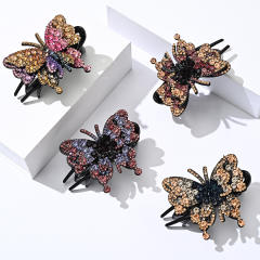 Luxury pave setting rhinestone butterfly hair claw clips