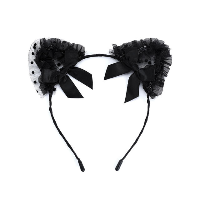 Sexy black lace cat ear headband