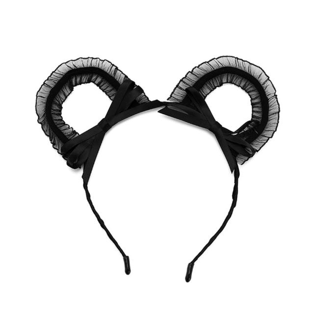 Sexy black lace cat ear headband