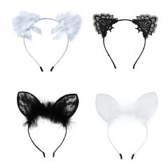 Sexy black lace cat ear headband