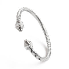 Occident fashion rhinestone setting stainless steel wire bangle