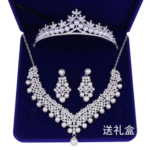 3pcs diamond crown jewerly set
