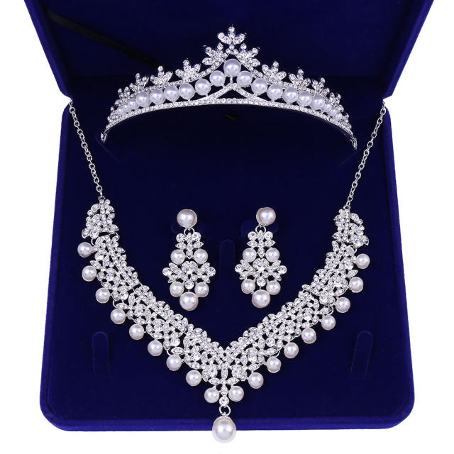 3pcs diamond crown jewerly set