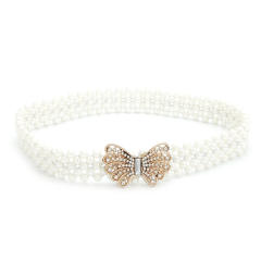 INS korean fashion rhinestone faux pearl beads elastic corset belt