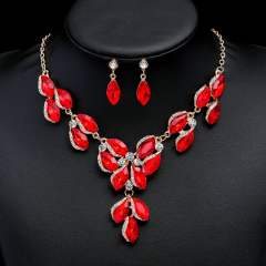 Occident fashion color glass crystal statement jewelry set