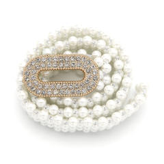 INS korean fashion rhinestone faux pearl beads elastic corset belt
