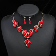 Occident fashion color glass crystal statement jewelry set