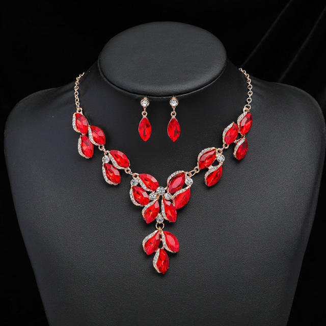 Occident fashion color glass crystal statement jewelry set