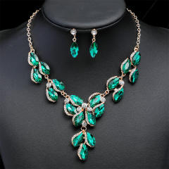 Occident fashion color glass crystal statement jewelry set