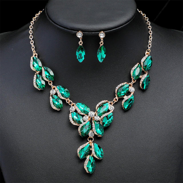 Occident fashion color glass crystal statement jewelry set