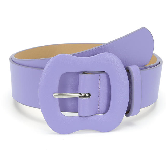 Korean fashion candy color PU leather large size buckle belt