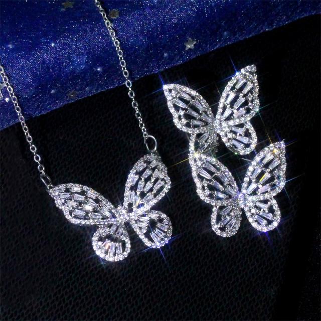 Delicate cubic zircon butterfly necklace
