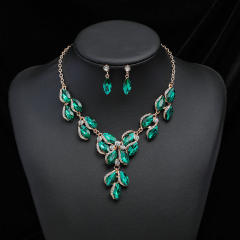 Occident fashion color glass crystal statement jewelry set