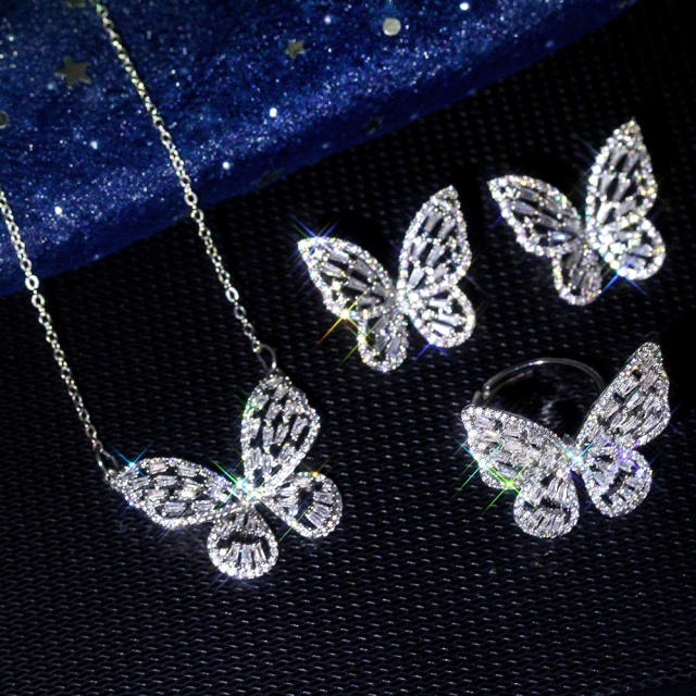 Delicate cubic zircon butterfly necklace