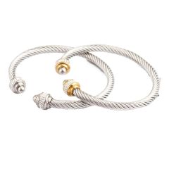 Occident fashion rhinestone setting stainless steel wire bangle