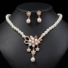 Korean fashion easy match faux pearl necklace set
