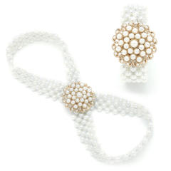Occident fashion faux pearl beads elastic corset belt for women