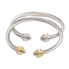 Occident fashion rhinestone setting stainless steel wire bangle