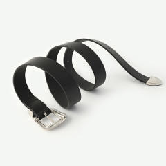 Concise silver metal buckle belt for women