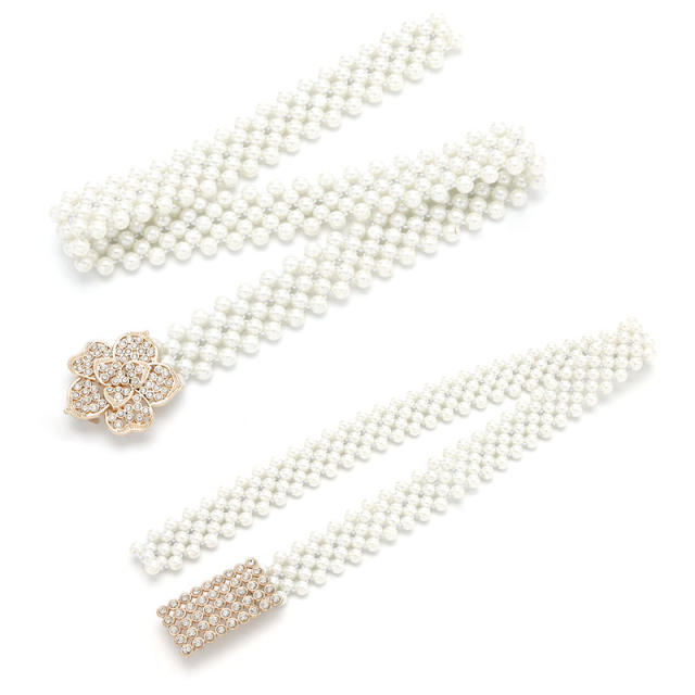 Occident fashion faux pearl beads elastic corset belt for women