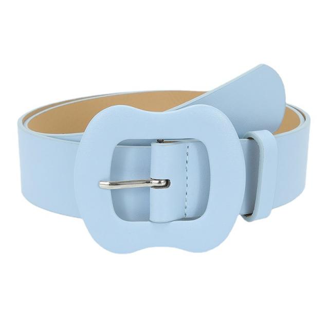 Korean fashion candy color PU leather large size buckle belt