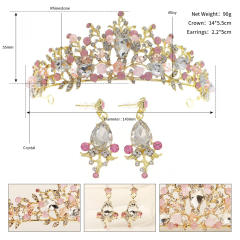 2pcs blue rhinestone setting crown earrings set