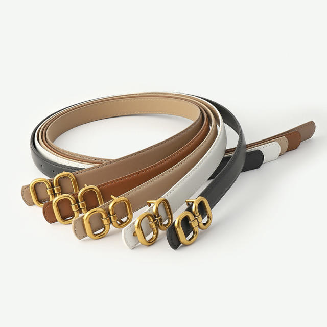 Summer new design PU leather gold color buckle belt