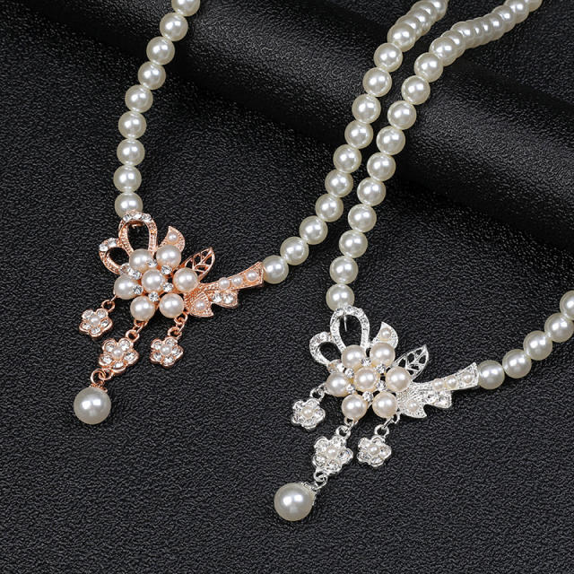 Korean fashion easy match faux pearl necklace set