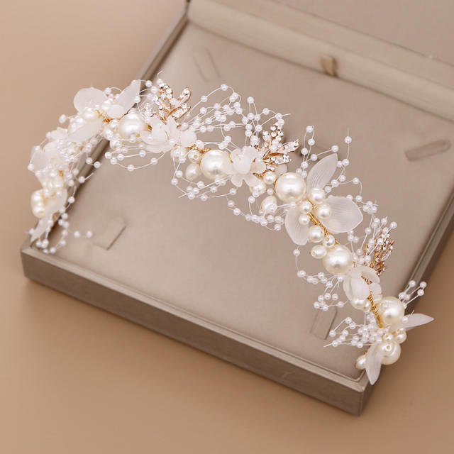 Occident fashion elegant fabirc flower white hair piece bracelet