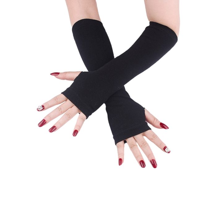 Occident fashion black color long fingerless gloves
