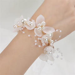 Occident fashion elegant fabirc flower white hair piece bracelet