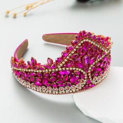 Occident fashion color glass crystal statement crown headband