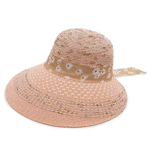Summer design daisy skinny scarf straw hat