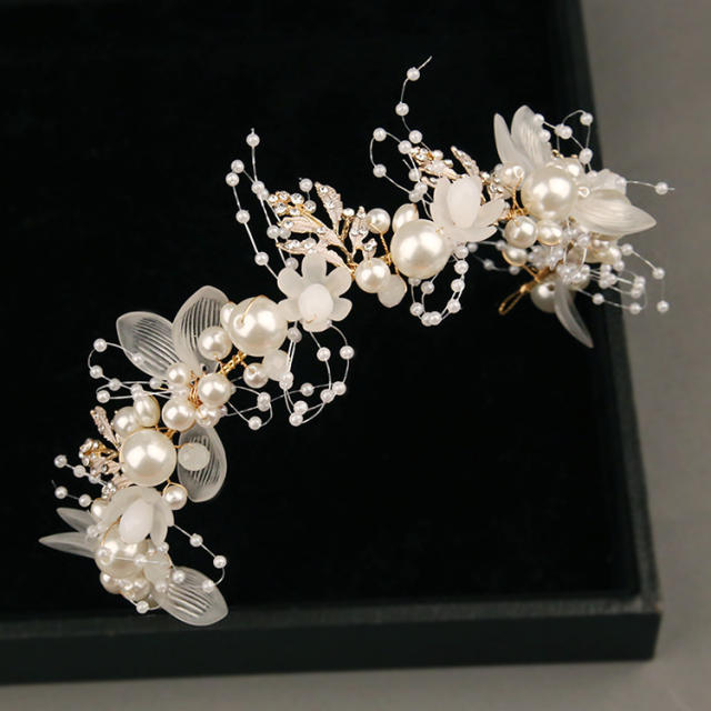 Occident fashion elegant fabirc flower white hair piece bracelet