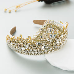 Occident fashion color glass crystal statement crown headband
