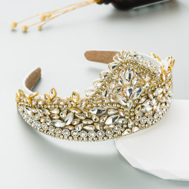 Occident fashion color glass crystal statement crown headband