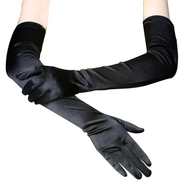 Party wedding satin faux silk long gloves