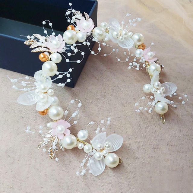 Occident fashion elegant fabirc flower white hair piece bracelet