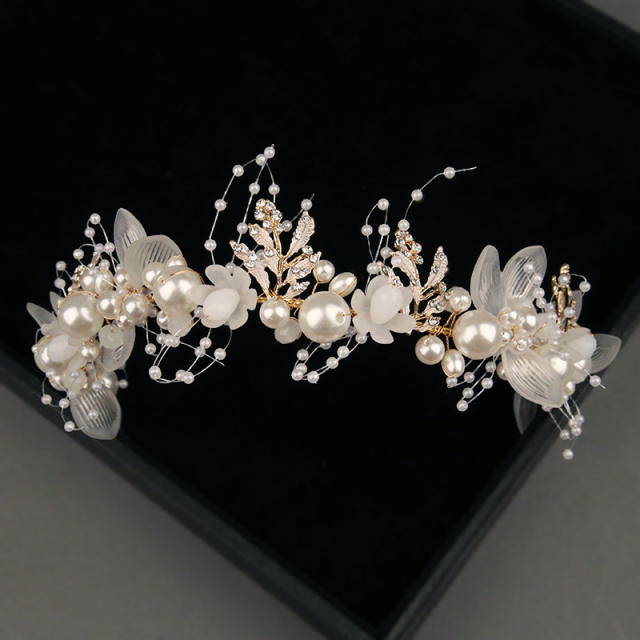 Occident fashion elegant fabirc flower white hair piece bracelet