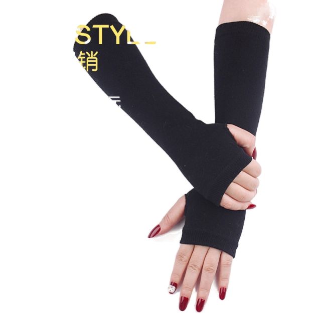 Occident fashion black color long fingerless gloves