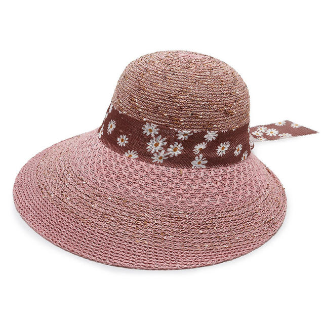 Summer design daisy skinny scarf straw hat